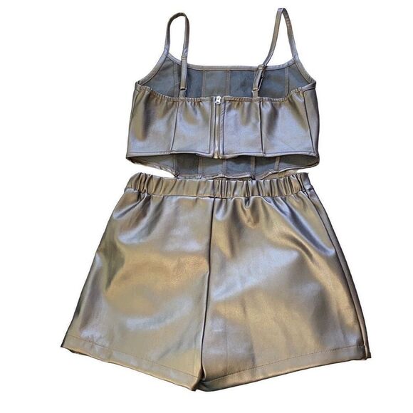 Kirious NWOT Space Age Outfit Set Metallic Skort/ Crop Top Cyberpunk Steampunk S - Picture 4 of 8